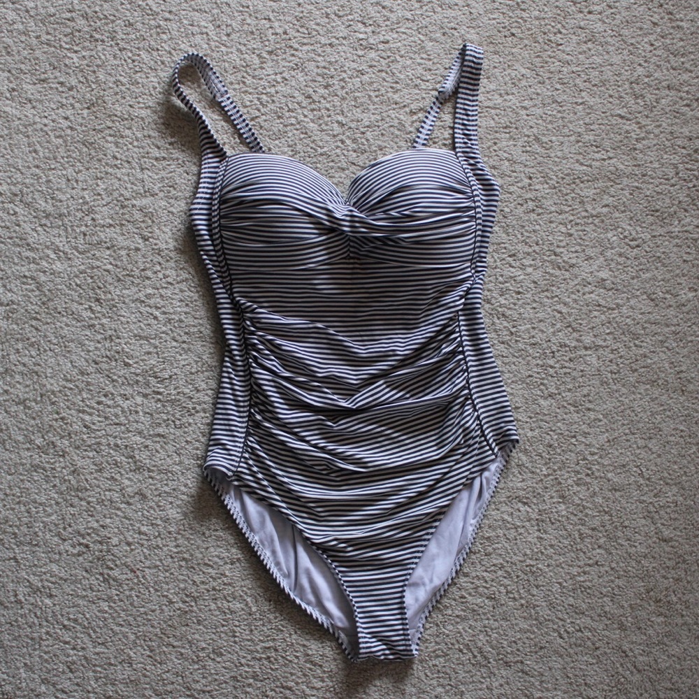 Niptuck Swim Size 10 Multi Fit Cup Stripped Bathing Suit